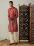 Men's Maroon Foil Printed Kurta