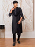 Men's Black Viscose Kurta, Pyjama And Dupatta Set.