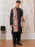 Men's Black Viscose Kurta, Patiala And Dupatta Set.