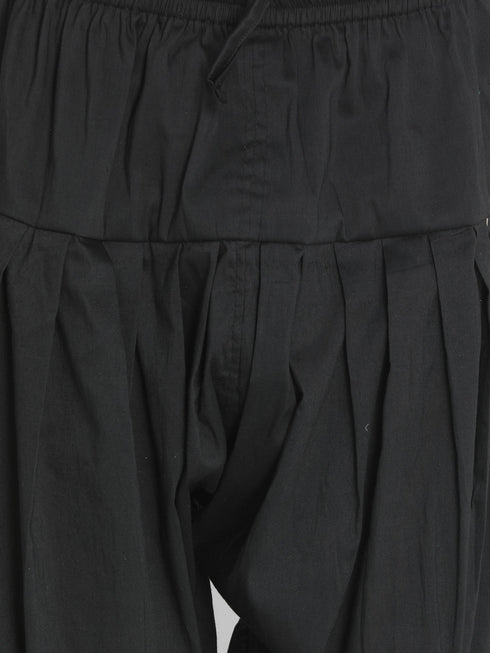 Men's Black Viscose Kurta, Patiala And Dupatta Set.