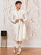 Men's Cream Viscose Kurta, Pant And Dupatta Set