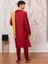 Men's Maroon Viscose Kurta, Pant And Dupatta Set