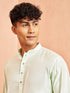 Men's Mint Green Viscose Kurta Long Sleeve Mandarin Collar Festive