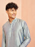 Men's Olive Green Viscose Kurta Long Sleeve Mandarin Collar Festive