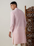 Men's Pink Chikankari Front Open Kurta