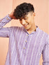 Men's Purple And White Batik Printed Kurta