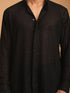 Men's Black Sequined Front Open Georgette Kurta