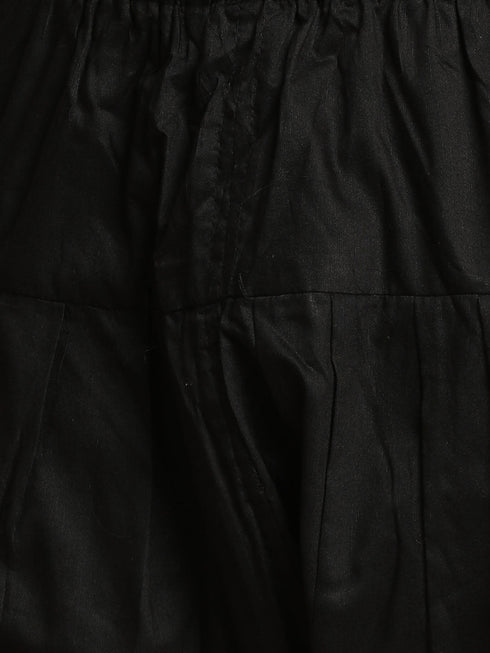 Men's Black Sequined Front Open Georgette Kurta With Patiala