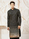 Men's Black Georgette Zari With Sequins Worked Kurta