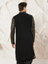 Men's Black Georgette Zari With Sequins Worked Kurta