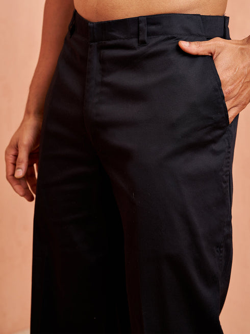 Men's Black Georgette Kurta & Pant Set