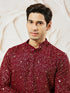Men's Maroon Georgette Zari With Sequins Worked Kurta