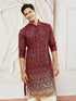 Men's Maroon Georgette Zari With Sequins Worked Kurta