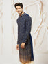 Men's Navy Blue Georgette Zari With Sequins Worked Kurta