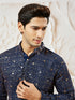 Men's Navy Blue Georgette Zari With Sequins Worked Kurta
