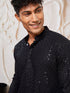 Men's Black And White Rayon Cotton Kurta Patiala Set