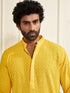 Men's Yellow Rayon Schiffli Kurta