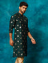 Men's Green Leaf Motif Embellished Kurta