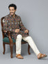 Men's Navy Blue Patola Print Ethnic Kurta