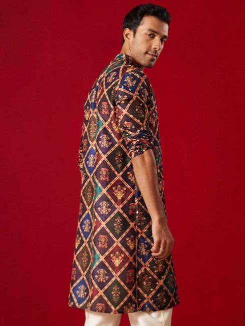 Purple Muslin Sequined Patola Printed Navratri Special Kurta