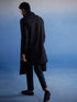 Men's Black Net Front Open Kurta