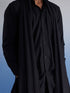 Men's Black Net Front Open Kurta