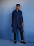 Men's Navy Blue Net Front Open Kurta Only