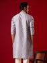 Men's Aqua Blue Silk Blend Jacquard Kurta