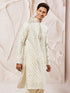 Men's Cream Silk Blend Jacquard Kurta