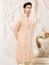 Men's Peach Silk Blend Jacquard Kurta