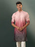 Men's Ombre Floral Motif Print Cotton Blend Kurta