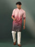 Men's Ombre Floral Motif Print Cotton Blend Kurta