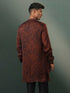 Men's Brown And Black Printed Cotton Blend Kurta