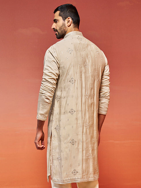 Men's Grey Silk Blend Kurta