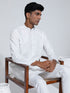 Men's White Cotton Silk Kurta And Pyjama Set