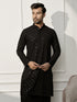 Men Black Rayon Sequin & Thread Embroidered Festive Kurta