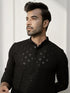 Men Black Rayon Sequin & Thread Embroidered Festive Kurta