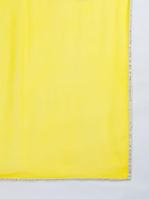 Men's Yellow Viscose Kurta Pyjama And Dupatta Set