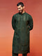Men's Bottle Green Silk Blend Kurta