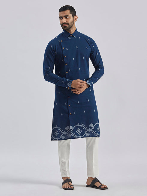 Men's Navy Blue Cotton Kurta