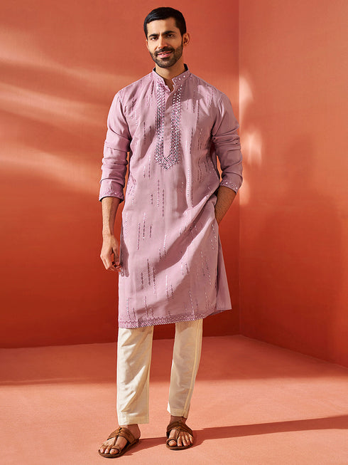 Men's Onion Chanderi Kurta