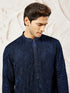 Men's Navy Blue Georgette Kurta