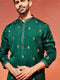 Men's Bottle Green Silk Blend Kurta