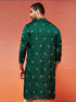 Men's Bottle Green Silk Blend Kurta