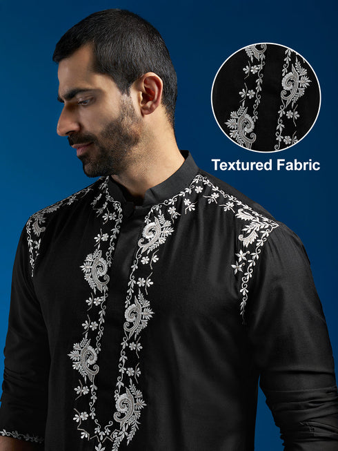 Men's Black Viscose Kurta