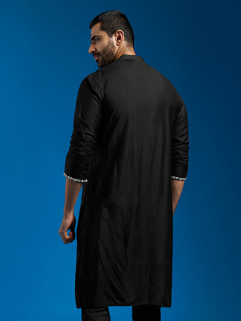 Men's Black Viscose Kurta