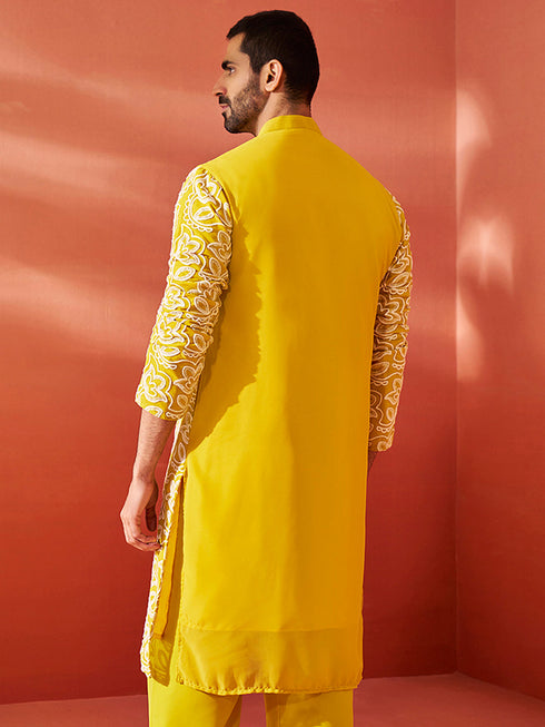 Men's Mustard Georgette Kurta
