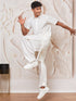 Men's White Viscose Kurta And Patiala Set