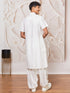 Men's White Viscose Kurta And Patiala Set