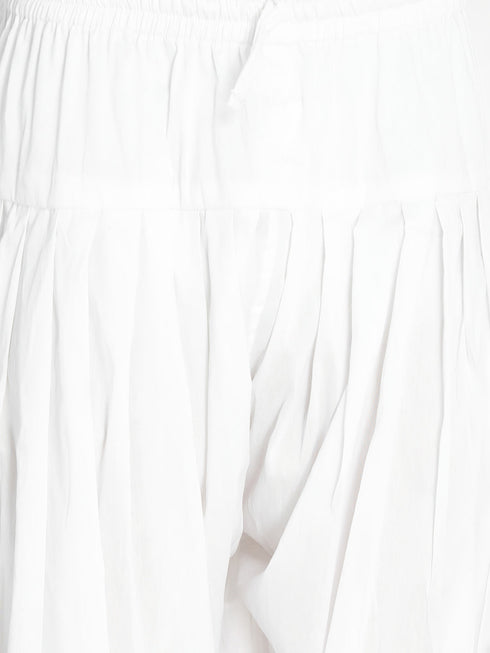 Men's White Viscose Kurta And Patiala Set